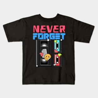 Never Forget Cassette Retro Vintage 60s 70s 80s 90s Kids T-Shirt